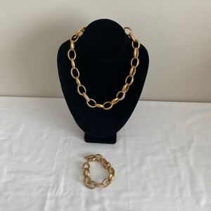Stella and Dot Pave Link Chain Necklace and Bracelet Toggle Adjustable